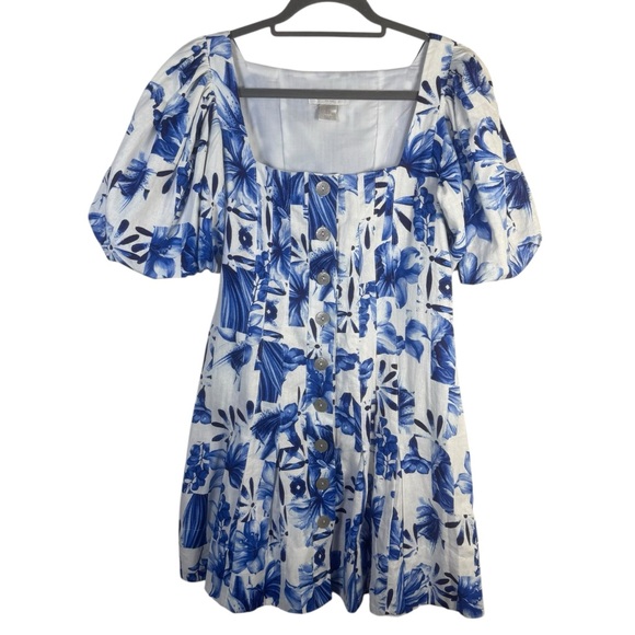 Caroline Constas Dresses & Skirts - Caroline Constas Garden Tiles Linen Blend Puff Sleeve Mini Dress US Size 2